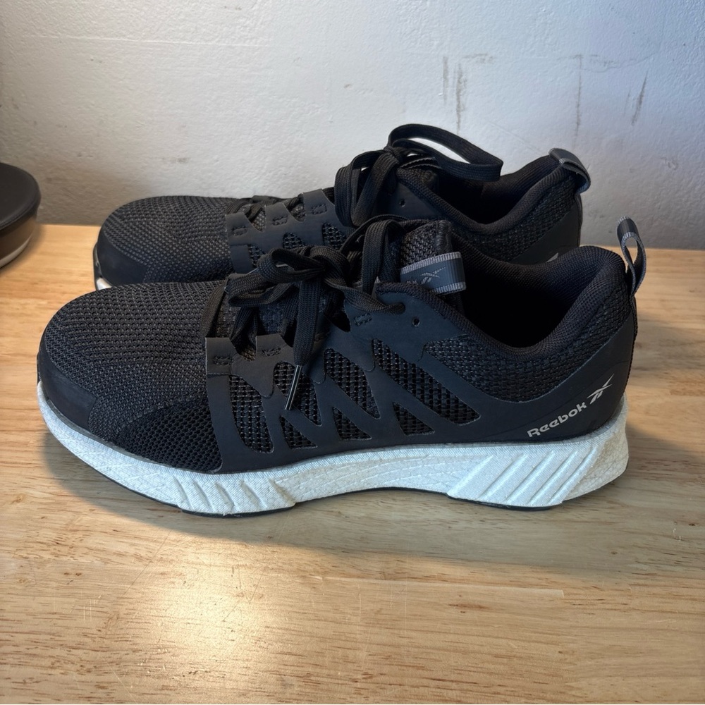 Reebok Fusion Flexweave Womens Size 9.5  Black Composite Toe Safety Work Shoes